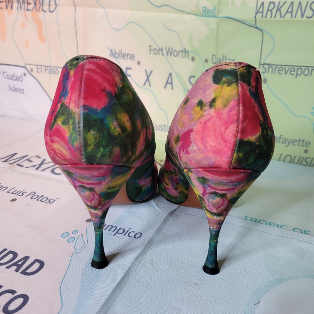 Vintage 1950s Heels Shoes Pumps Grandini New York Floral Women's Size 7N - Picture 4 of 8